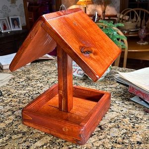 Handmade and built to last rustic bird feeder built to last. Marine Varnish